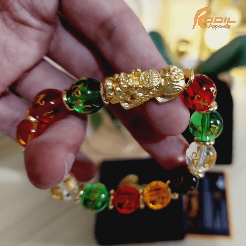 BLACK, RED, ORANGE AND GREEN OBSIDIAN WITH PI YAO LUCKY CHARM BRACELET™