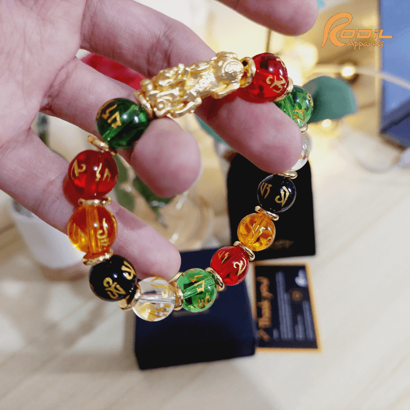 BLACK, RED, ORANGE AND GREEN OBSIDIAN WITH PI YAO LUCKY CHARM BRACELET™