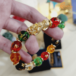 BLACK, RED, ORANGE AND GREEN OBSIDIAN WITH PI YAO LUCKY CHARM BRACELET™